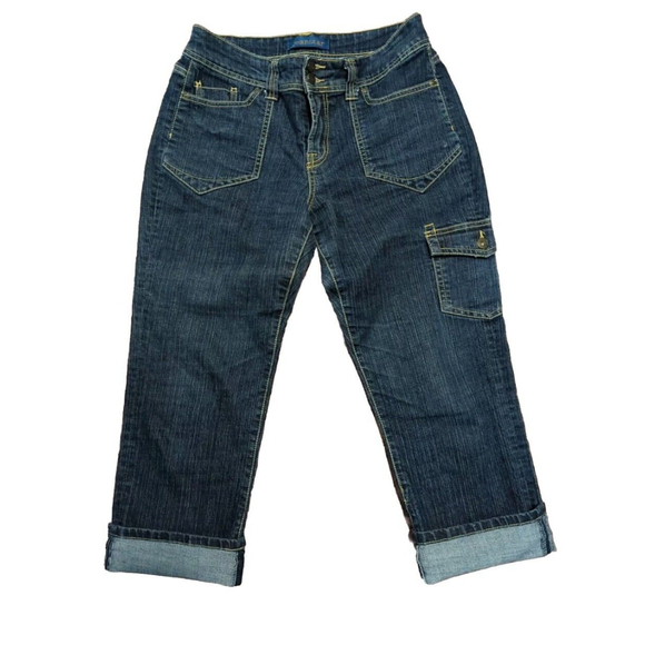 jeanstar Denim - Jeanstar Size 8 Capri Medium Wash Blue Jeans Pants straight leg 32" W High Waist
